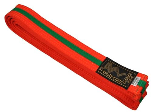 TEKKA BUDO Kampfsport Gürtel mit Mittelstreifen orange-grün 260 cm 2-farbig - Budogürtel, Karate, Judo, Taekwondo, Ju-Jutsu