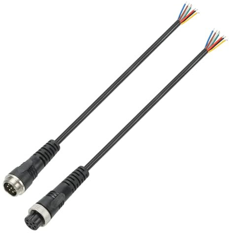 PATIKIL 7 Pin Electrical Connector 8 Inch / 20cm, 7 Core 24 AWG Male Female Connector Waterproof Outdoor LED Extension Cable for Motorcycle Car Truck Boat Strip Lights, Black