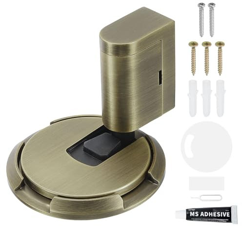 sourcing map Magnetic Door Stopper, Silent Magnetic Floor Door Stop with Adhesive, Mechanical Floor Door Stop Shock Absorbing for Bedroom Office Bathroom, Bronze