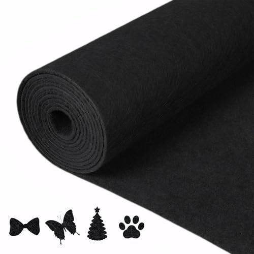 Demarsen Rouleau de Feutre,30 cm x 250 cm x 3 mm Noir Polyester Feutre Tissu,Feutre DIY Multi-usages Antiderapant pour Sacs en Feutre Cousus Artisanat Patchwork Jardinage