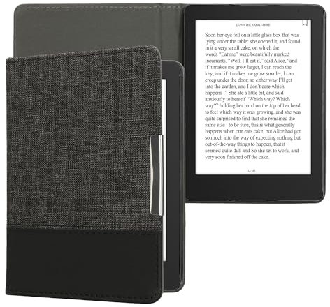 kwmobile Étui liseuse Compatible avec Kobo Aura Edition 2 - Housse avec Rabat magnétique en Tissu Canevas pour liseuse