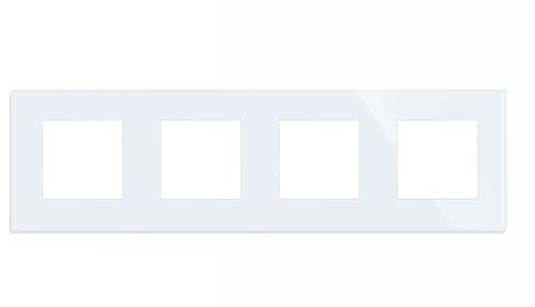 4er Glas Rahmen für Steckdose Schalter, Schuko Einzelsteckdose Wandsteckdose Steckdose 86x86mm EU-Standard | weiß - Rahmen 4er