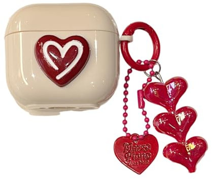 Lovely Cute Red Heart Pattern Protective Cover Accessories Case for Honor Earbuds X5