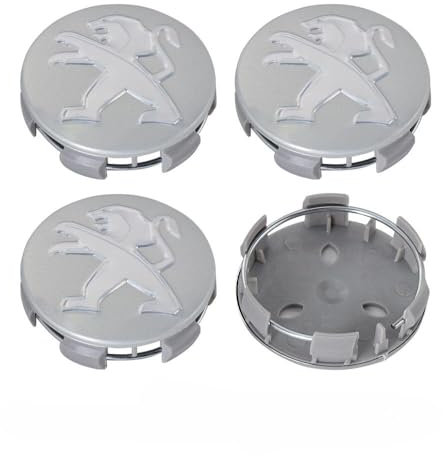 XVBFSC 4 Pièces Cache Moyeux pour Peugeot 208 2015-2019 60mm, Capuchon Enjoliveur Centre Roue Centre de Jante Capuchons Badge Logo Accessoires,C