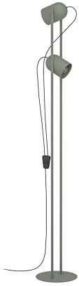 Eglo Floor lamp Tilston | floorlamp for living room with 2 adjustable spotlights, standing light for reading, green metal, E14 socket, 142.5 cm