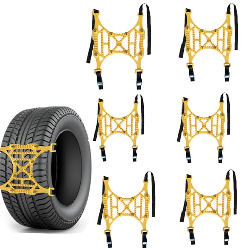 6PCS Autoreifen Anti-Rutsch-Kette für Auto SUV Geländewagen Anti-Rutsch-Kette Universelle Winter-Schnee-Flucht-Gummi-Schneekette Anti-Rutsch-Kette for tire width: 165-285mm
