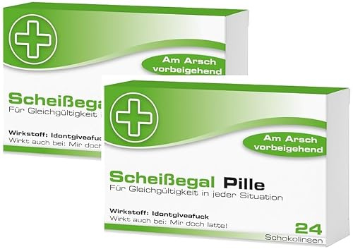 Lustige Pillen Scheissegal Pille 2er Set, als Geburtstagsgeschenk. Spaß, Anti Stress, gute Laune, witzige Geschenkidee für Mann und Frau