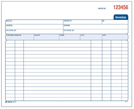Adams Invoice Book, 2 Part, Carbonless, 8.38 x 7.19 Inches, 50 Sets per Book, White and Canary (D8740)