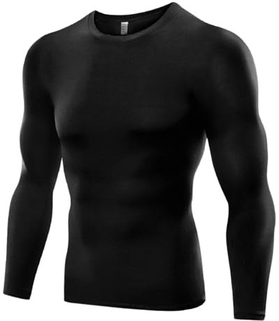 Men's Black Long-Sleeved Compression Top - [Medium] Tight Fit Body Shaper and Base Layer Gym Clothes for Men. Moisture-Wicking, Anti-Odour Fabric for Ultimate Performance and Comfort.