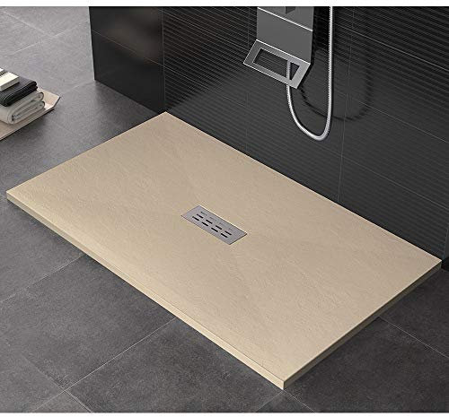 Plato de ducha de 80 x 170 cm de piedra Maier Eden Crema