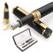 Dryden Designs Fountain Pen - Medium Nib 0.5mm & Fine Nib 0.38mm | Includes Luxury Box, 6 Ink Cartridges - 3 Black 3 Blue and Ink Refill Converter - Intense Black