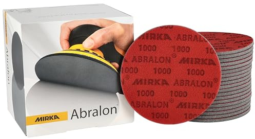 Mirka Schleifscheibe Abralon Ø125 mm Klett 1000 Körnung 20er Pack | Polierscheibe mit Klett 1000 Körnung ideal für Lack Holz Plastik Schleifen und Polieren 20 Stück Packung