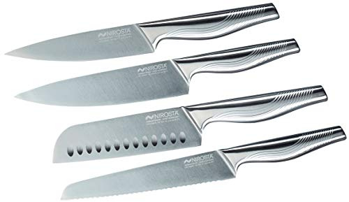 Nirosta Swing-Messer-Set, Verschiedene Messer mit Funktionsteil aus hochwertigem Edelstahl, Premium-Messer mit rutschfestem Griff, hochwertige Messer für jeden Anlass(Farbe:Silber),Menge:1x4er Set