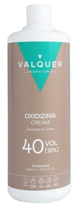 Valquer Agua Oxigenada en Crema Estabilizada 40 Volúmenes 12%, Oxidante para Coloración Capilar Permanente y Decoloración. Formulación Vegana con Ingredientes de Origen Natural. Uso Profesional. 1L