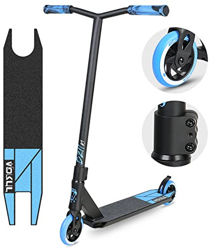 VOKUL Pro Stuntscooter BZIT K1- Roller für 7 Jahre und älter - Kinder & Teens & Erwachsene, Stunt Scooter mit 110mm PU Räder Tretroller Freestyle Roller Tricks Geschenk (Neu Blau)