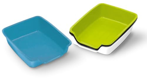 EBI, Ecktoilette für Käfige, rechteckig, zufällige Farben, 37 x 27 cm, einfach zu reinigen, Synthetik, rutschfeste Füße, für kleine Säugetiere