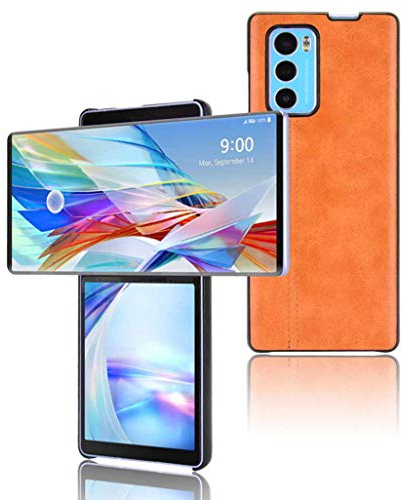 GOGME Hülle für LG Wing 5G Hülle, Ultra-Slim Silikon Handyhülle Leder-Look Retro Schutzhülle, Stoßfeste Handy-Tasche für LG Wing 5G, Gelb
