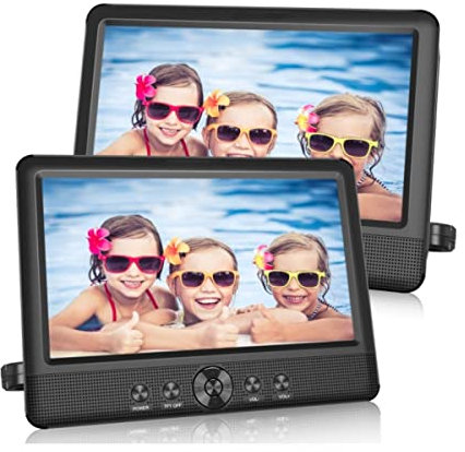 Reproductor DVD Dual de 7 Pulgadas portátil BSL-7DX | Reproductor de Archivos Multimedia Puertos USB y SD | batería incorporada | Sistemas de fijación para el vehículo |