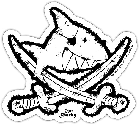 Spreadshirt Käpt'n Sharky Flagge Haifisch Sticker Aufkleber, 10 x 10 cm, Mattweiß