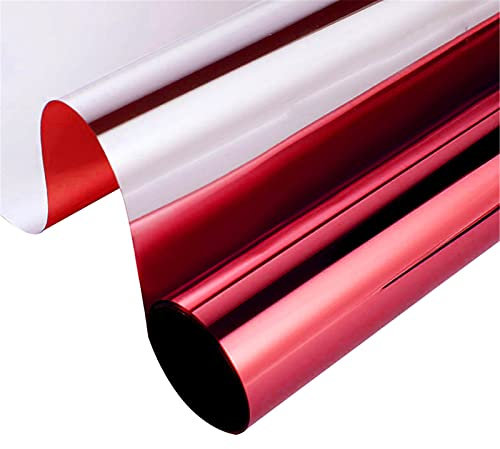 BEDSETS Spiegelfolie Selbstklebend Sonnenschutzfolie,Spiegel Tönungsfolie Kratzfest Wärmeisolierung UV-Schutz für Außen und Innenmontage (50×2000cm,Rot)