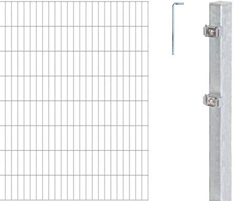 Alberts 653262 Doppelstabmattenzaun als 28 tlg. Zaun-Komplettset | verschiedene Längen und Höhen | feuerverzinkt | Höhe 180 cm | Länge 26 m