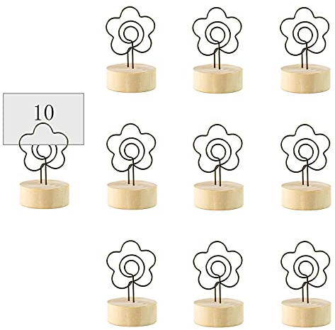Ericrise 10 Stück Tischkartenhalter aus Holz, Holz Kartenhalter Hochzeit Platzkartenhalter Memohalter Sitzkartenhalter Menükartenhalter für Hochzeitsdekoration, Küche und Wohnkultur