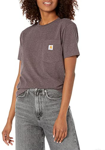 Carhartt Loose Fit Heavyweight Short Sleeve K87 Pocket T-Shirt Tops Women Purple XS
