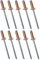 AERZETIX - C48065 - Set di 10 rivetti ciechi standard Ø4x12mm rame/acciaio - DIN 7337 - rivetto pop - rivetto a strappo - testa piana
