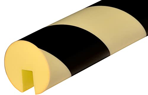 KAS1-PS Kantenschutzprofil von SMI-Kantenschutzprofi aus recyclebarem Polyurethanschaum für Innen- und Außeneinsatz geeignet - Photolumineszierend/Schwarz - Stoßschutz, Warnprofil, Rammschutz (1 m)