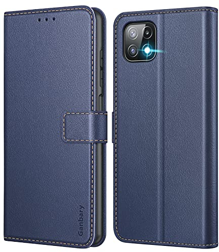 Ganbary Coque pour Samsung Galaxy A22 5G, [Housse en Cuir PU Premium] [Etui à Rabat] [Pochette de Portefeuille], Étui de Protection pour Samsung Galaxy A22 5G - Bleu