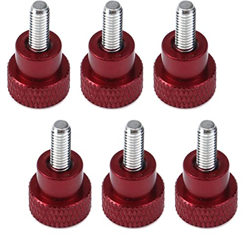 Pastlla M4 x 10mm High Head Knurled Thumb Screws Knobs, Red, 6 Pcs