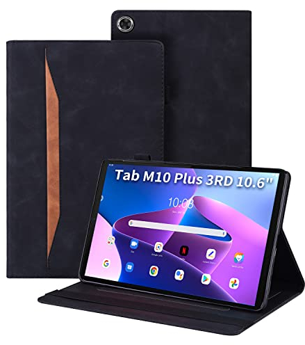 Auslbin Hülle für Lenovo Tab M10 Plus 3rd Gen (2022) 10.6 Zoll PU-Leder mit der Stand Funktion Tablet Case, Nicht kompatibel mit Lenovo Tab M10 Plus (2rd Gen) FHD, Schwarz