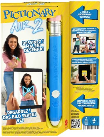 Pictionary Air 2 Jeu de société pour Toute la Famille, Jeu d’Ambiance, avec Stylo Lumineux, Jeu Jouet Enfant, Dès 8 Ans, HNT74