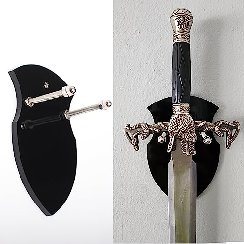 Schwert Stand Acryl Schwert Plaque Schwert Haken Wand Haken Display Stand Single Schwert Vertikale Wand Mount Universal Schwert Stand Wandhalterung Display Stand Für (Schwarz 1 Set)