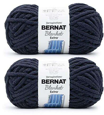 Bernat Blanket Extra Indigo Garn – 2 Stück 300 g – Polyester – 7 Jumbo – 90 Meter – Stricken, Häkeln, Basteln und Amigurumi, grobes Chenille-Garn