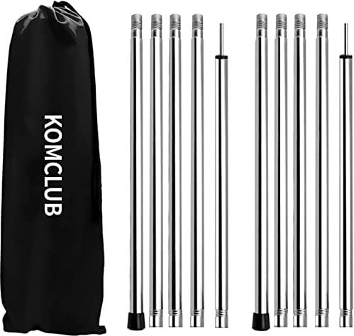 KOMCLUB Adjustable Tarp Poles Camping Tent Poles Stainless Steel Lightweight Tarp Poles for Sun Sails Canopy Awning Shelter Backpacking Hiking 78 in Set of 2