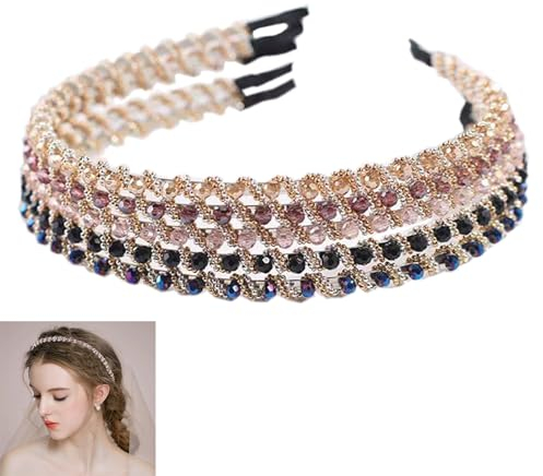5 Stücke Kristall Seite Haarreife, Kristall Strass Stirnbänder, Buntes Kristall Strass Stirnband, Haare zu Schmücken, für Hochzeitsfeiern, Geburtstagsfeiern