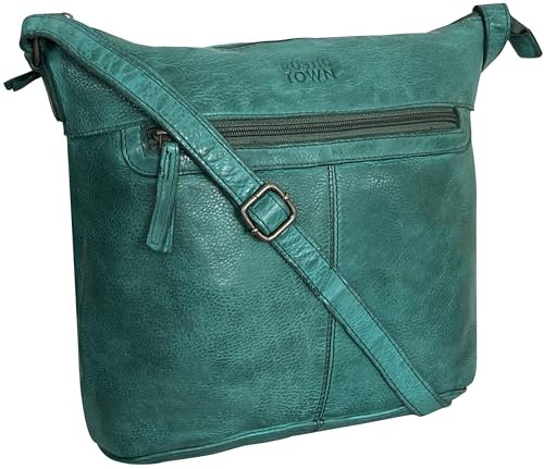 Leder-Umhängetasche für Damen, Valentinstagsgeschenke für sie, Reise-Schultertasche, Vintage, Boho-Umhängetasche für Mädchen, Grün , Medium, Geldbörse aus Leder
