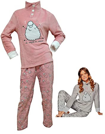 Infiore Pigiama Donna Pile Effetto Coral- Pigiama Donna Pile Morbido - Pigiama Donna Invernale - Pigiama Donna Coral - Pigiama Donna Felpato (0815 Rosa, S)