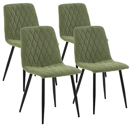 HOMN LIVING Set mit 4 Stühlen für Esszimmer, April, gepolstert, Grün, SGS-zertifiziert, 45 cm (Breite) x 56 cm (Tiefe) x 84 cm (Höhe)