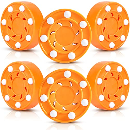 Deekin Hockey Puck Street Hockey Puck Roller Hockey Puck Multifunktionale Hockeybälle Neuheit Indoor Hockey Set für Indoor und Outdoor Sport Training Aktivitäten Teenager Frauen Männer (Orange, 6