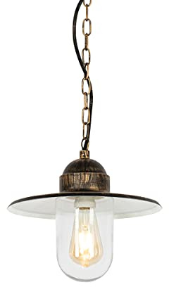 Qazqa Landhaus außen Pendelleuchte, Pendellampe für den Garten - Kansas - gold, max. 60W, Geeignet für LED, 29.4cm, IP44, R