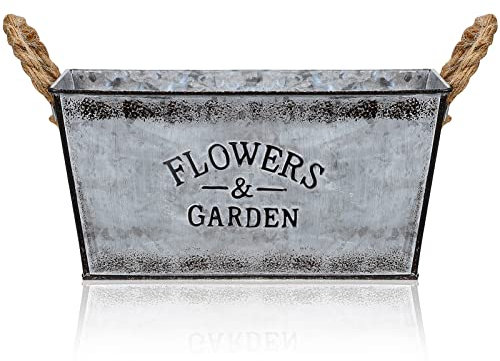 Cabilock Groß Blumentopf Rechteckig Innen Balkonkasten Pflanzgefäß Rechteckiger Blumeneimer Mit Rustikale Vase Im Shabby-Chic- Gemüsepflanzer Für Fensterbank Terrasse Garten Balkon Veranda