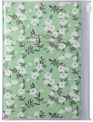 MARK'S 2023/2024 Taschenkalender B6 vertikal, Flower Pattern, Green
