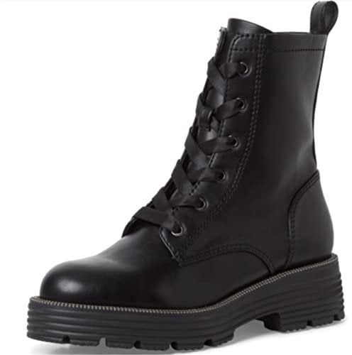 Tamaris Damen Combat Boots, Frauen Stiefeletten,TOUCHit-Fußbett,uebergangsschuhe,uebergangsstiefel,schnürstiefel,Boots,Black MATT,39 EU