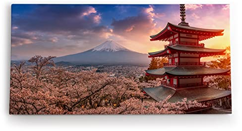 Paul Sinus Wandbild 120x60cm Japan Fuji Berg Kirschblüten Tempel Vulkan