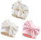 XIAOHAWANG Babymütze Neugeborene 0-6Monate Baumwolle Newborn Mütze Mit Schleife Mütze Baby Mädchen Erstlingsmütze Dicke Mütze Baby Jungen für Herbst,Winter (0-6 Monate, Weiß + Rosa + Lila Blumen)