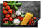 KitchenYeah© Protection Plaque Cuisson Deco Cuisine Cache Induction 80x52 cm Protege Pour Cuisiniere Protection Ustensiles Légumes - Tomates - Spaghetti - Béton - Herbes