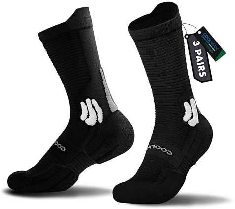 BRISIRA 3 Paar Bambus Kompressionssocken Herren&Damen,Kompressionsstrümpfe mit Fersenpolster, Anti-Blasen-Socken,Laufsocken,Wandersocken mit Belüftungsnetz und Fußgewölbeunterstützung, Größe 35-51