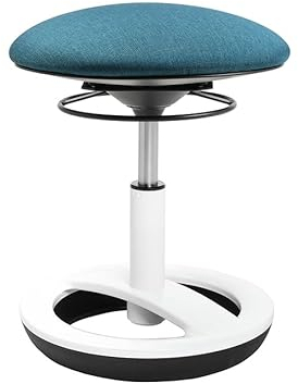 TOPSTAR Sitzhocker Sitness Bobby für Kinder, Standfußring Alu weiß lackiert Webstoff, Petrolblau
